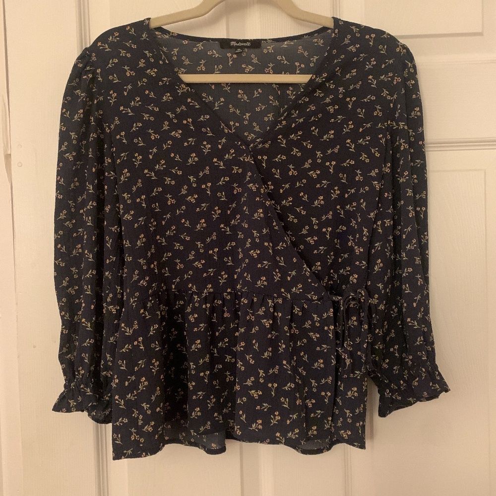 Madewell Floral Wrap Blouse